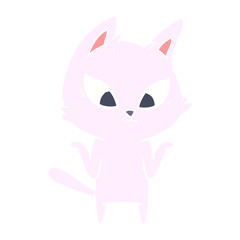 confused flat color style cartoon cat shrugging shoulders