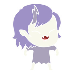 flat color style cartoon laughing vampire girl
