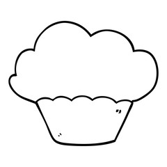 line drawing cartoon cupcake