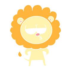 flat color style cartoon bored lion