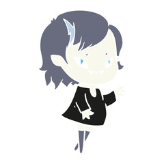 flat color style cartoon friendly vampire girl