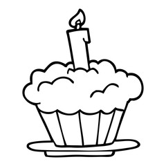 line drawing cartoon birthday cake