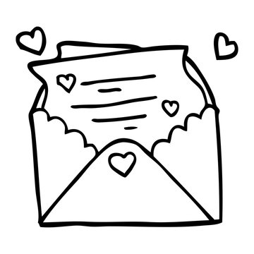 line drawing cartoon love letter