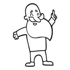 line drawing cartoon bearded man
