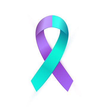 3d purple blue ribbon for Suicide Prevention Awareness