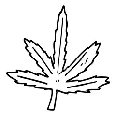 line drawing cartoon marijuana leaf