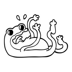 line drawing cartoon frog