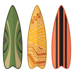 Set of surfboards design isolated on white background. Beautiful surfboards.