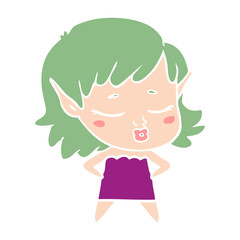 pretty flat color style cartoon elf girl