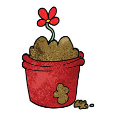 cartoon doodle flower pot