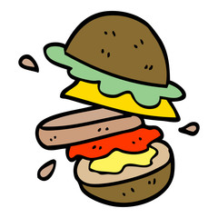 cartoon doodle of a burger