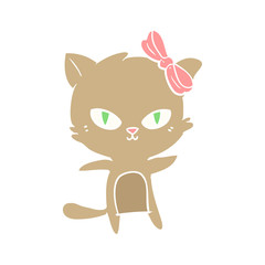cute flat color style cartoon cat