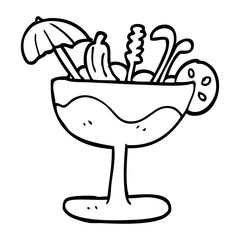 line drawing cartoon tropical cocktail