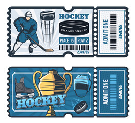 Fototapeta premium Ice hockey cup game tickets, vector