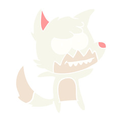 flat color style cartoon grinning fox