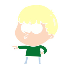 flat color style cartoon pointing boy