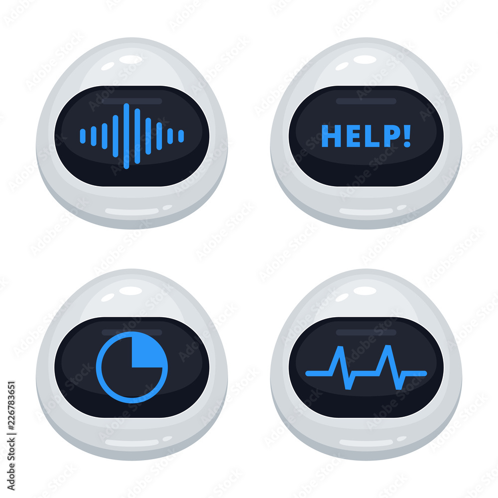 Wall mural vector set of robot emoticons. collection of cyborg characters with different interface messages in 