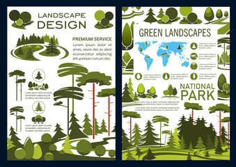 Landscape design company, vector brochure