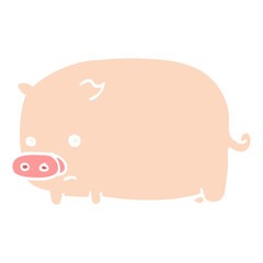 cute flat color style cartoon pig