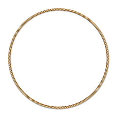 Yellow rope woven circle vector border, circle vector frame, isolated on white background