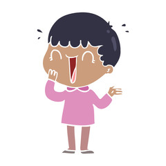 laughing flat color style cartoon man