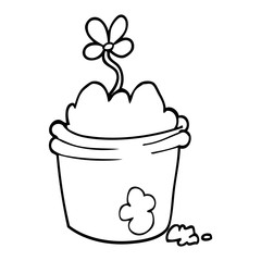line drawing cartoon flower pot