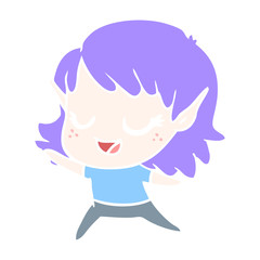 carton happy elf girl dancing