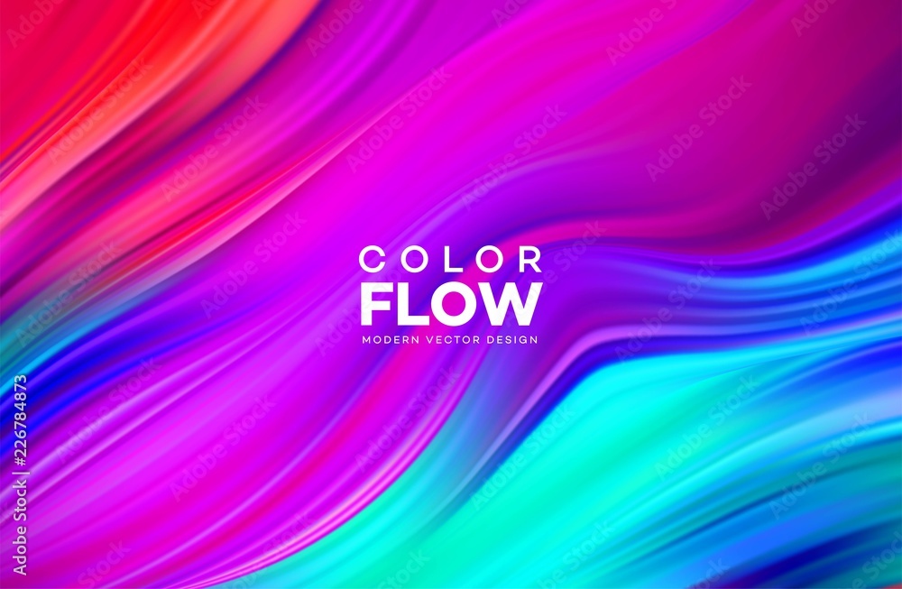 Wall mural modern colorful flow poster. wave liquid shape in color background. art design for your design proje