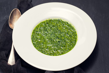 spinach on white plate