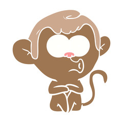 Fototapeta premium flat color style cartoon hooting monkey