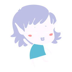 pretty flat color style cartoon elf girl dancing