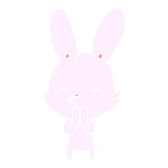 curious bunny flat color style cartoon