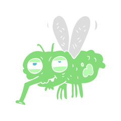 flat color illustration of a cartoon fly