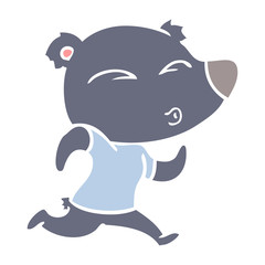 flat color style cartoon jogging bear
