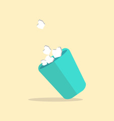 Wastebin Full of Paperwaste Vector Illustration