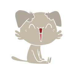 happy little dog flat color style cartoon