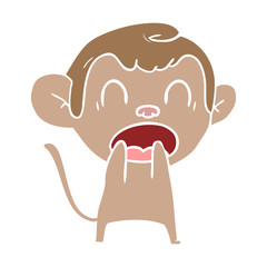 shouting flat color style cartoon monkey