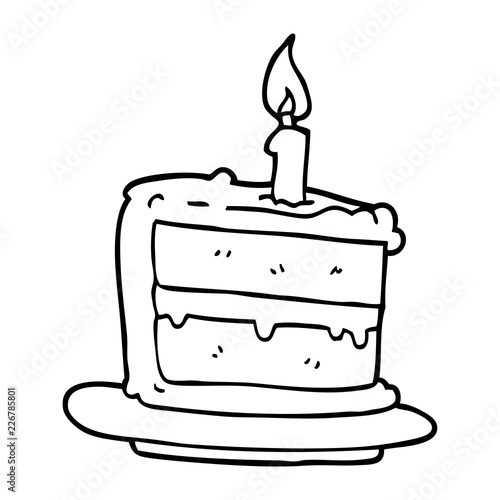 Line Drawing Cartoon Birthday Cake Stock Image And Royalty Free