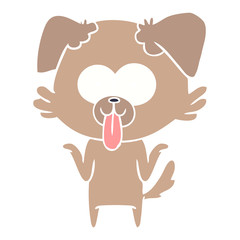 flat color style cartoon dog with tongue sticking out