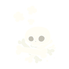 flat color illustration of a cartoon pile of bones