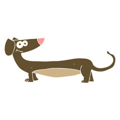 flat color illustration of a cartoon dachshund