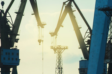 Lifting cranes inversion. Loading and construction.