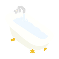 flat color illustration of a cartoon bath full of water