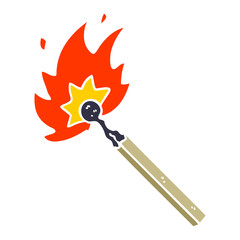 flat color style cartoon burning match