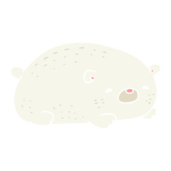 cute flat color style cartoon polar bear