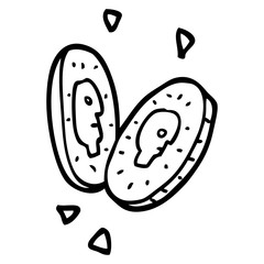 line drawing cartoon gold coins