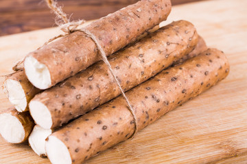 Closeup of yam on table. Freshness, Food, Helthy Eating