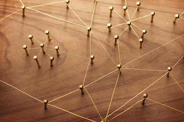 Linking entities. Network, networking, social media, internet communication abstract. A small...
