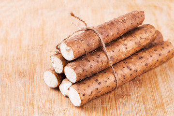 Closeup of yam on table. Freshness, Food, Helthy Eating