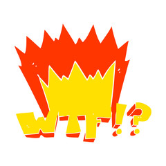 flat color illustration of a cartoon WTF symbol